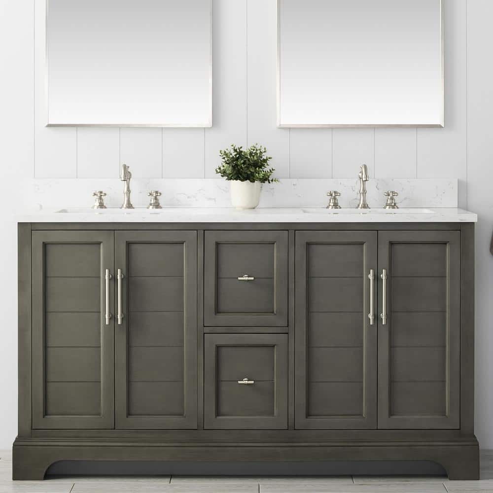 Vanity Art Laval 60 in. W x 22 in. D x 34 in. H Bath Vanity in Silver