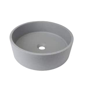 Modern Gray Concrete Round Bathroom Vessel Sink
