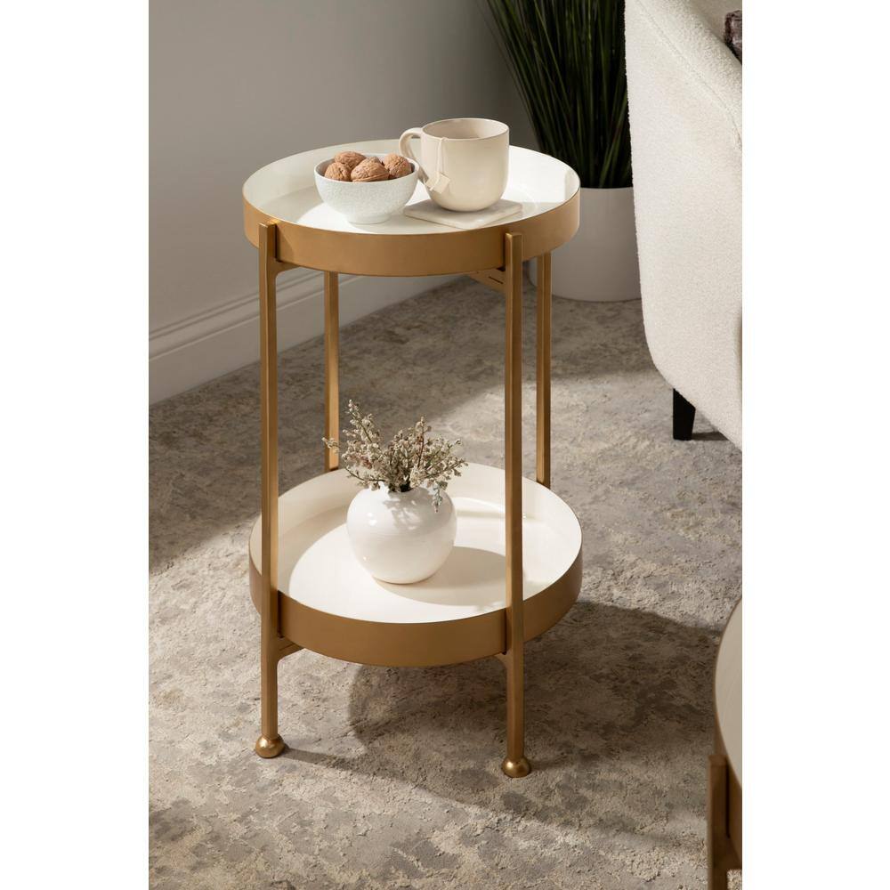 Nira Round Gold Metal Two-Tier Side Table