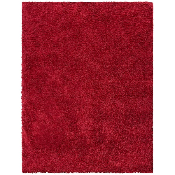 August Shag Red 8 ft. x 10 ft. Solid Area Rug