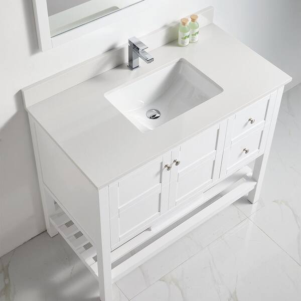 D Vanity In White With Carrara Marble, Home Depot 41 Bathroom Vanity