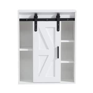 Wood Wall-Mounted Storage Cabinet, 5-Layer Toilet Bathroom Storage Cabinet, Multifunctional with Adjustable Door