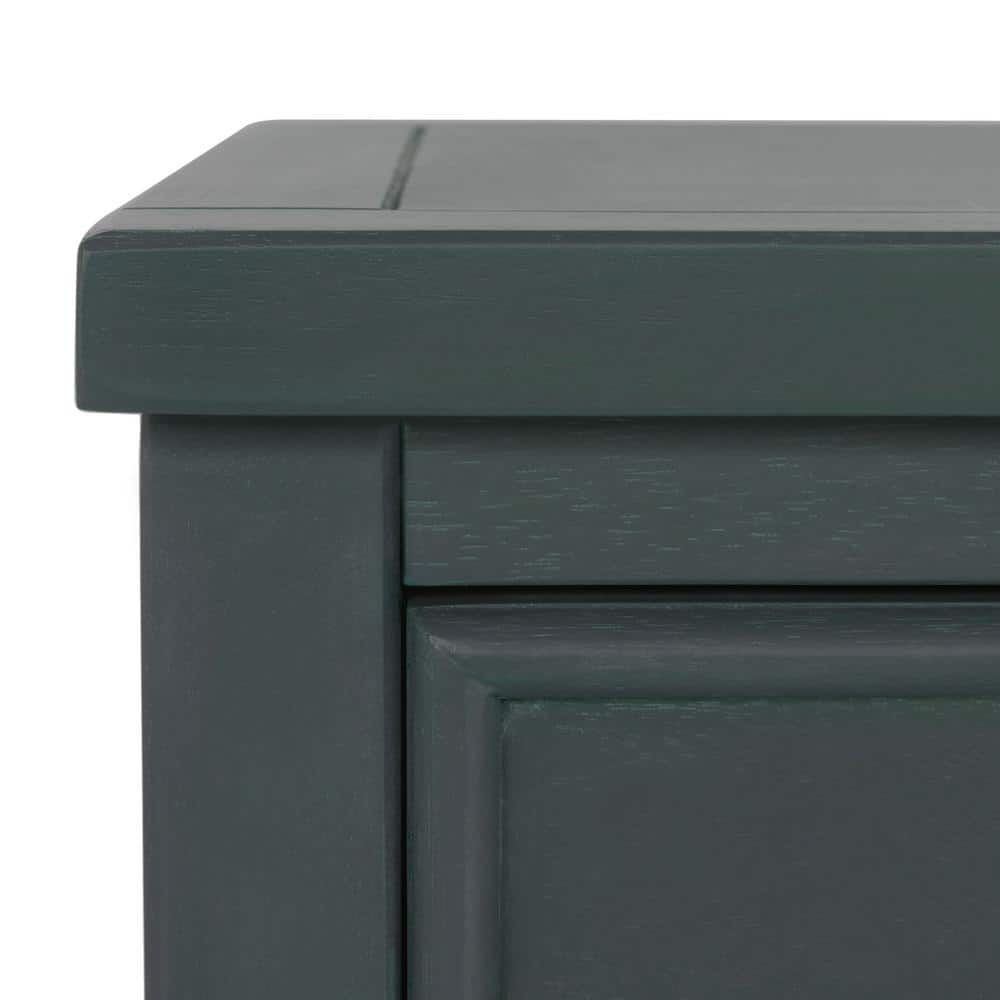 Transitional Blue-Gray Wood and Metal Accent Table with Storage