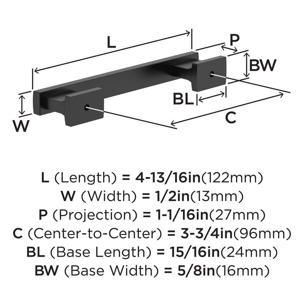 Matte Black Modern Cabinet Pull with Mounting Hardware