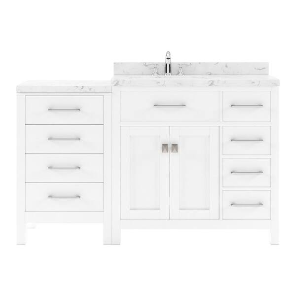 Virtu USA Caroline Parkway 57 in. W x 22 in. D x 35 in. H Single Sink Bath Vanity in White with Quartz Top