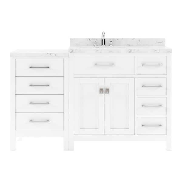 Virtu USA Caroline Parkway 57 in. W x 22 in. D x 35 in. H Single Sink Bath Vanity in White with Quartz Top