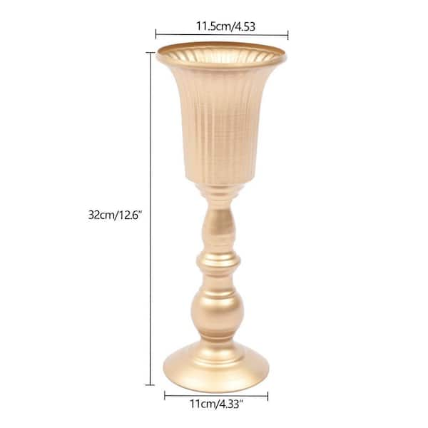 12.6 in. Tall Metal Flower Holder Wedding Decoration Trumpet Vase in Gold  (10-Pieces)