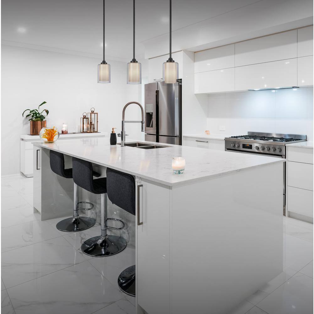 Fairbank Matte Black Glass Mini Drum Pendant Light