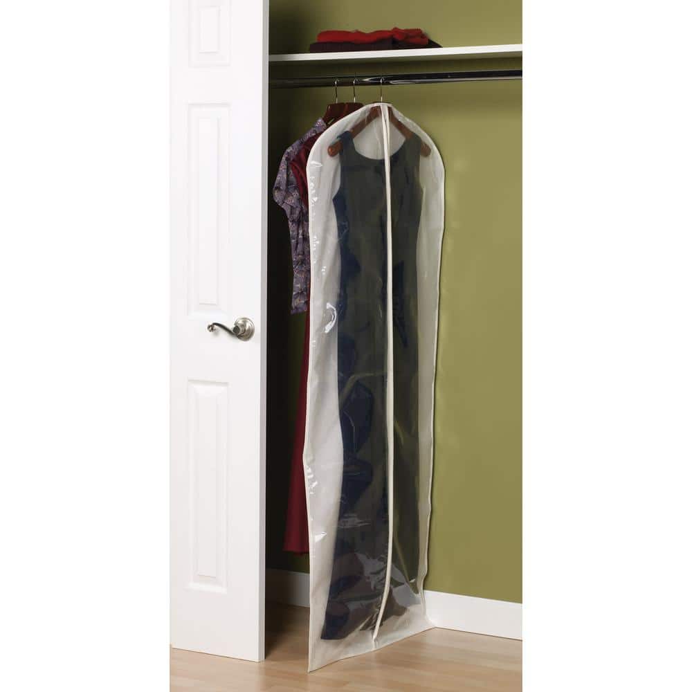 Off-White Canvas Gown Protector Bag with Clear Front