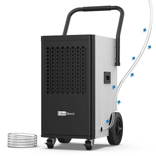 Edendirect 142 pt. 5,000 sq. ft. Buckless Commercial Dehumidifier in White with Drain Hose and Pump for Garage, ETL Certified