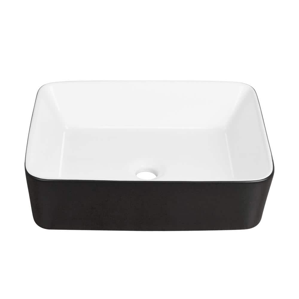 Elegant Dual-Tone 19" x 15" Rectangular Ceramic Vessel Bathroom Sink