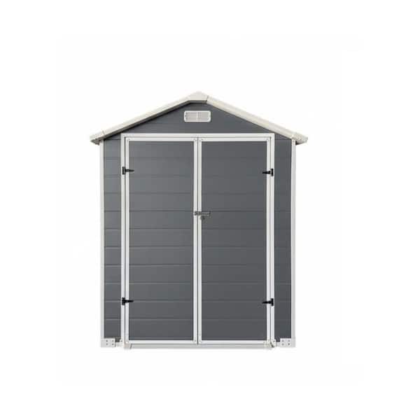 6 ft. W x 6 ft. D Gray Resin Shed with Floor and Lockable Door (36 sq. ft. )
