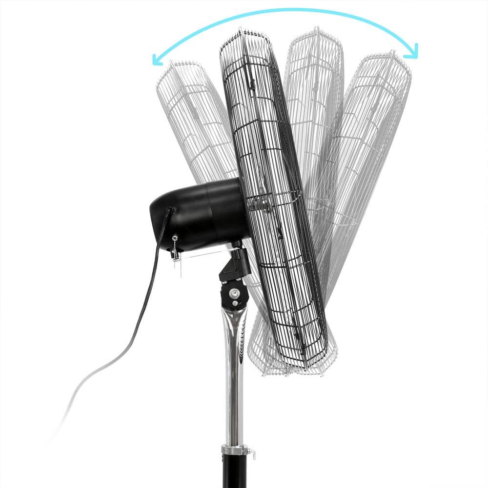 30 Inch Black Steel Industrial Oscillating Floor Fan