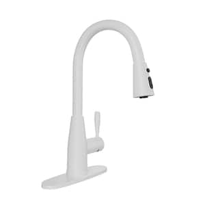 Single Handle Pull Down Sprayer Kitchen Faucet with 3 Modes in White