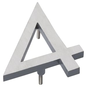 8 in. Satin Nickel/Gray 2-Tone Aluminum Floating or Flat Modern House Number 4