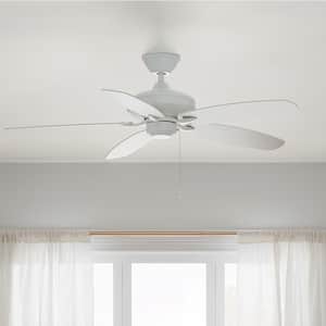 Renew 52 in. Indoor Matte White Dual Mount Ceiling Fan with Pull Chain