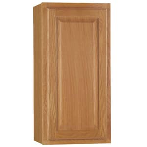 Hampton 15 in. W x 12 in. D x 30 in. H Assembled Wall Kitchen Cabinet in Medium Oak