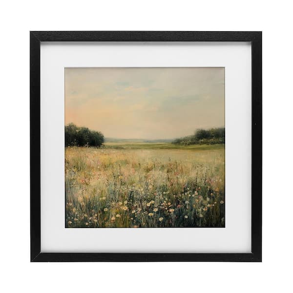 Warm Wildflower Landscape by Petal Prints Design 1 Piece Black Under Glass Framed Graphic Art Print 13 in. x 13 in.