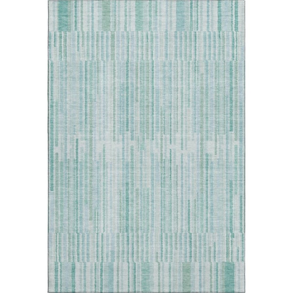 Mayfield Premium Machine Washable Abstract AMF2102 Turquoise 10 ft. x 14 ft. Area Rug
