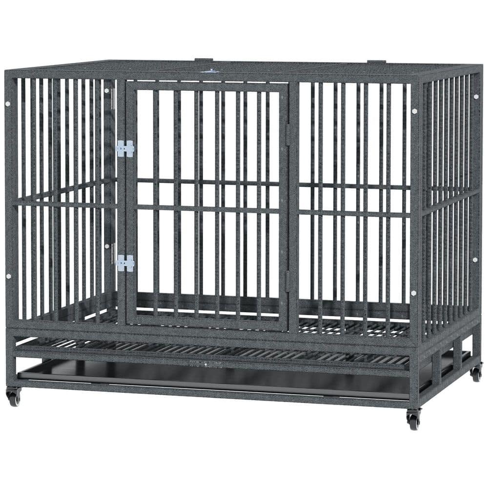 43 in. W x 34.8 in. H x 28.3 in. D Grey Steel Heavy Duty Dog Crate Metal Cage Kennel with Tray and Wheels price history on PriceWatchPro
