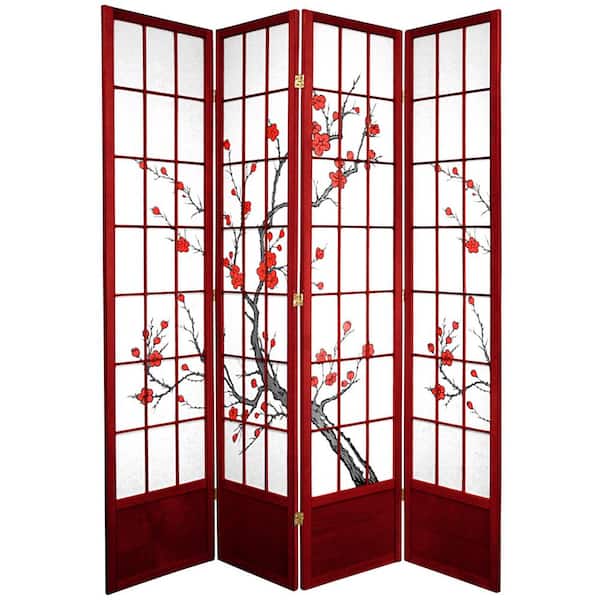 Oriental Furniture 7 ft. Rosewood 4-Panel Room Divider