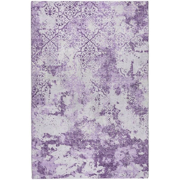 Dream Shag Premium Machine Washable Abstract ADS769 Lavender 10 ft. x 14 ft. Area Rug