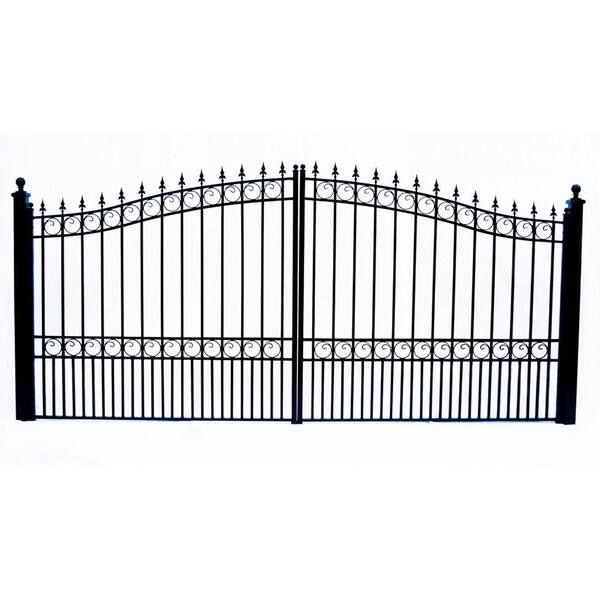 Aleko London Style 12 Ft X 6 Ft Black Steel Dual Swing Driveway Fence Gate Dg12lond Hd