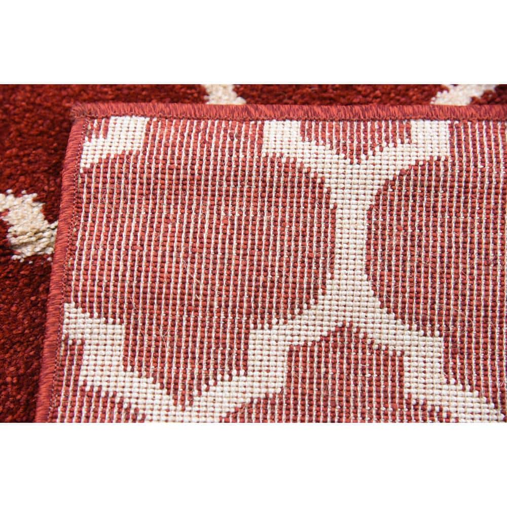 Rectangular Red Trellis Synthetic Indoor Area Rug