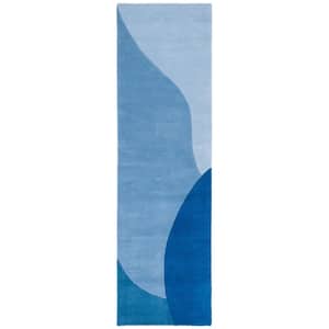 Fifth Avenue Blue 2 ft. x 10 ft. Geometric Abstract Runner Rug