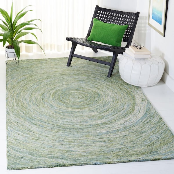 Ikat 9 ft. x 12 ft. Sage/Green Ascending Gradient Area Rug