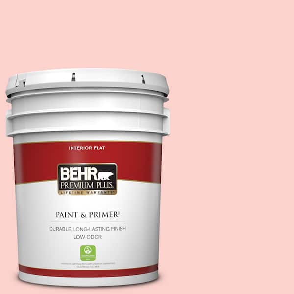 BEHR PREMIUM PLUS 5 gal. #150A-2 Rose Sorbet Flat Low Odor Interior Paint & Primer