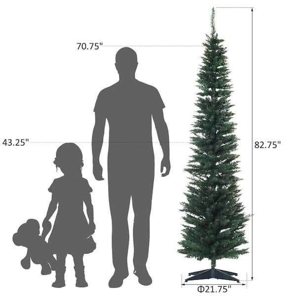 HOMCOM 7 ft. Unlit Slim Noble Fir Artificial Christmas Tree with