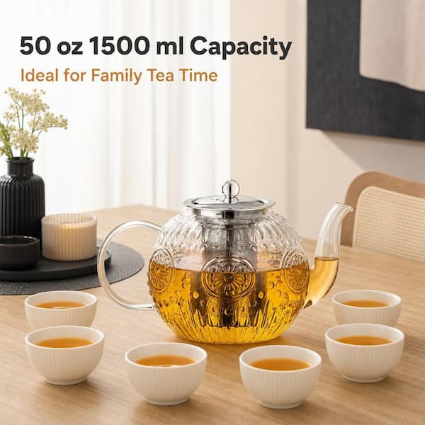 【Grainger & Campbell】 透かしのティーポット Numhew 6-Cup Vintage Glass Teapot with Removable Infuser for