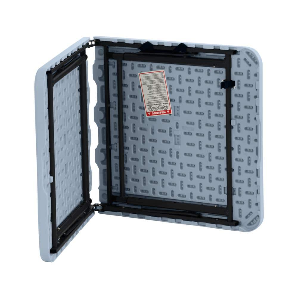Gray Metal Frame Adjustable Height Folding Utility Table