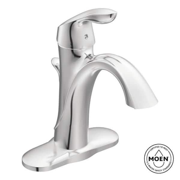 MOEN Eva Single Hole Single-Handle High-Arc Bathroom Faucet in Chrome