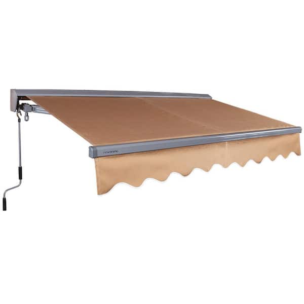 Advaning 10 ft. Classic Series Semi-Cassette Manual Retractable Patio Awning, Canvas Umber (8 ft. Projection)