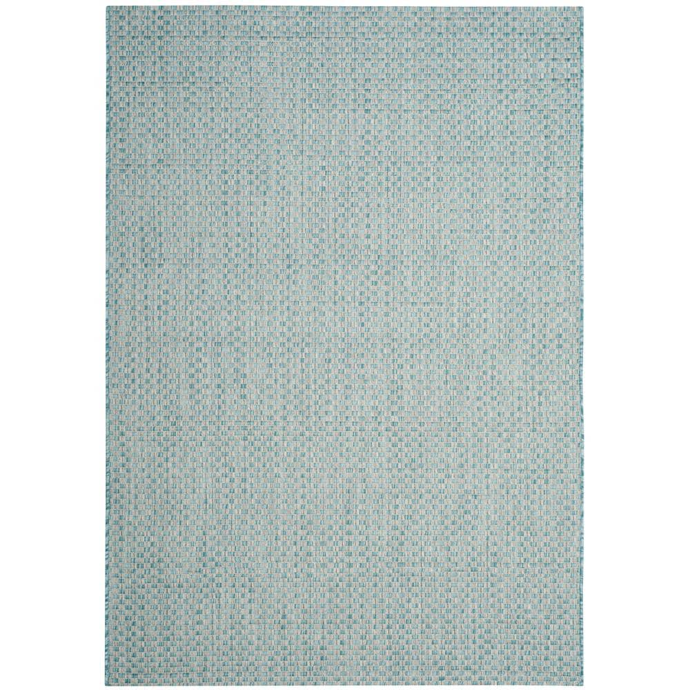 Light Blue and Grey Rectangular Synthetic Outdoor Area Rug