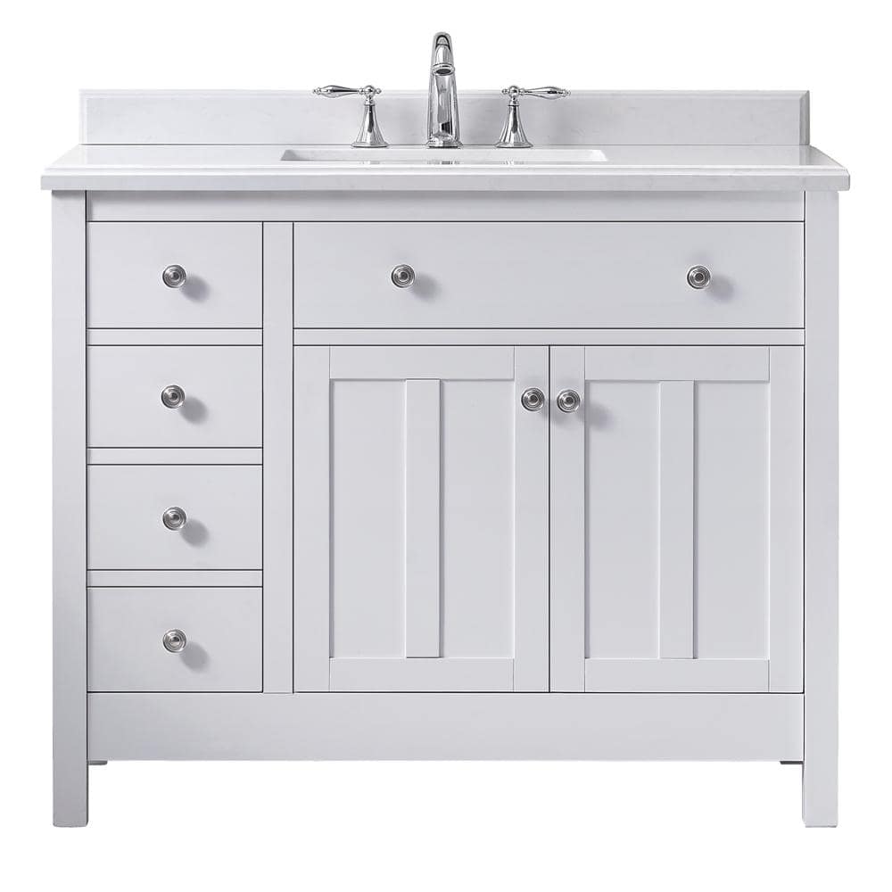 Ove Decors Newcastle 42 In W Bath Vanity In Pure White With Cultured Marble Vanity Top In White With White Basin Va Adam42 007af The Home Depot