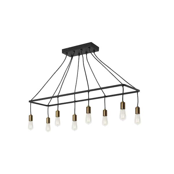 Generation Lighting Tae 8-Light Black/Aged Brass Chandelier with LED Bulbs