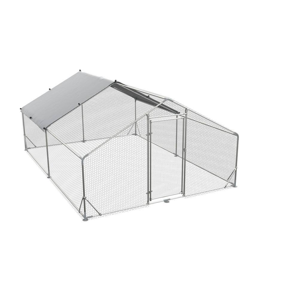 9.8 ft. x 19.7 ft. Outdoor Large Metal Chicken Coop Walk-In, Galvanized Wire Poultry Coop with Waterproof UV Cover price history on PriceWatchPro