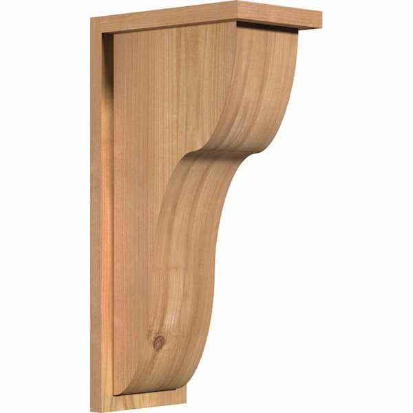 Ekena Millwork 7-1/2 in. x 12 in. x 24 in. Western Red Cedar Carmel Smooth Corbel with Backplate
