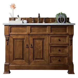 Brookfield 48 in. W x 23.5 in. D x 34.3 in. H Single Bath Vanity in Country Oak with Marble Top in Carrara White