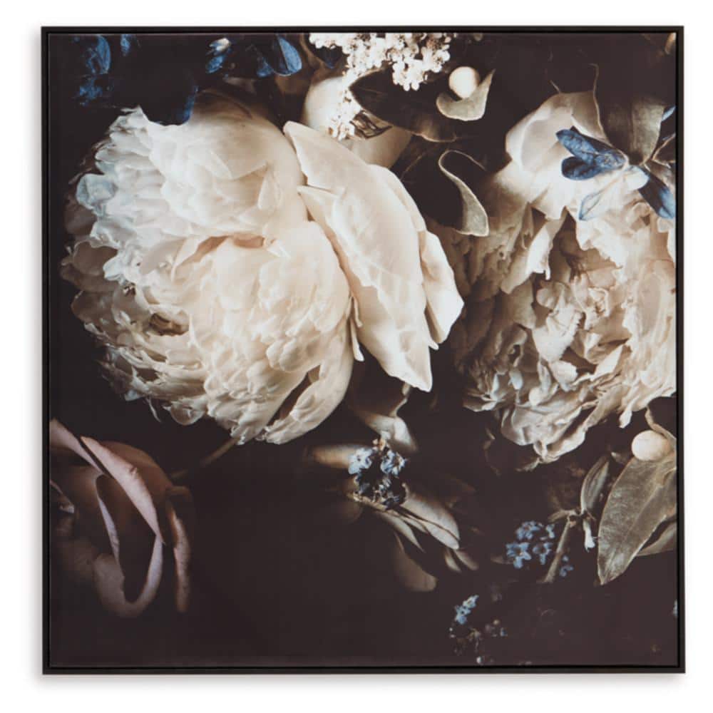 Hurshaw Beige and Dark Brown Floral Canvas Wall Art 40 x 40 Inches