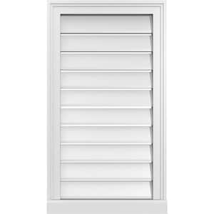 18 in. x 32 in. Vertical Surface Mount PVC Gable Vent: Functional with Brickmould Sill Frame