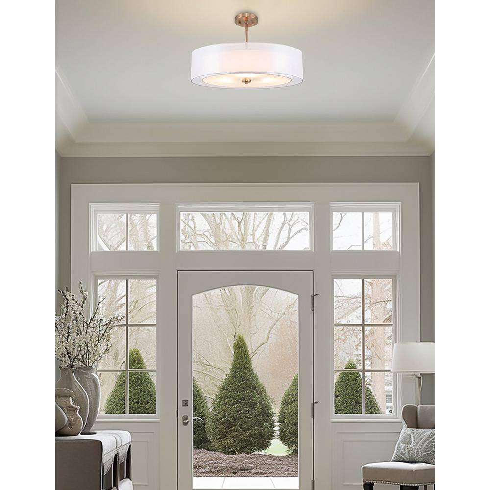 Cool Brass 20" Double Drum Chandelier with Fabric Shade