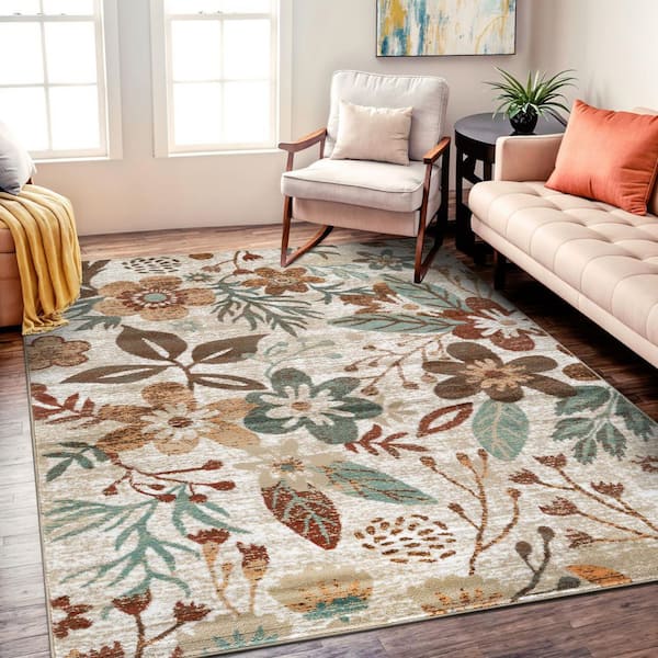 Garden Floral Beige 4' x 6' Area Rug
