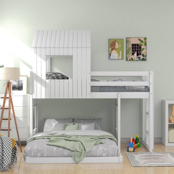Harper & Bright Designs White Twin Over Full Wooden