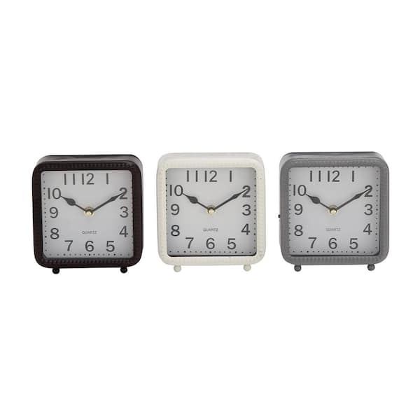 Litton Lane White Metal Traditional Analog Tabletop Clock (Set of 3)