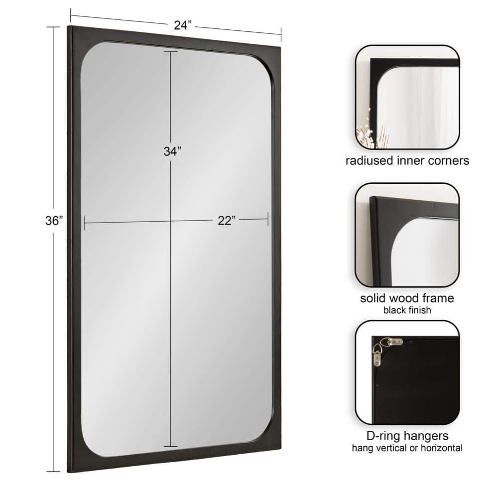 Kenai 24x36 Black Wood Rectangular Bathroom Vanity Mirror