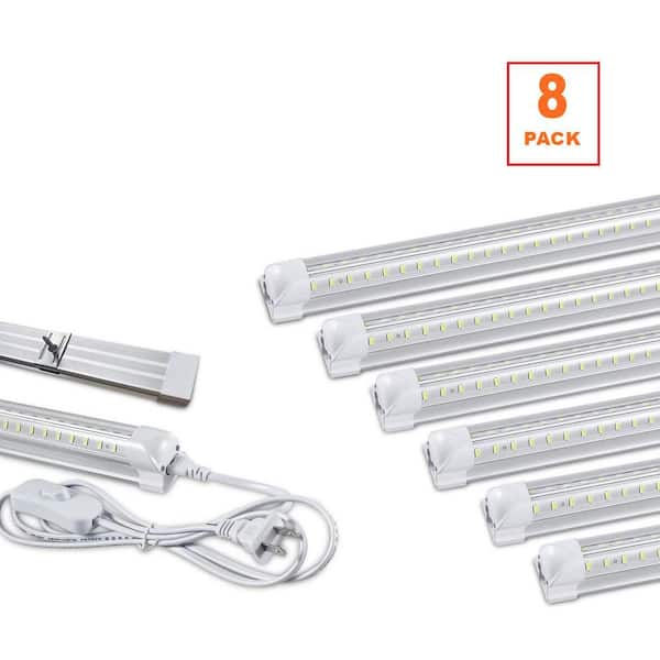 8 ft 100-Watt LED T8 Tube Light Fixture White Finish Linkable Shop 